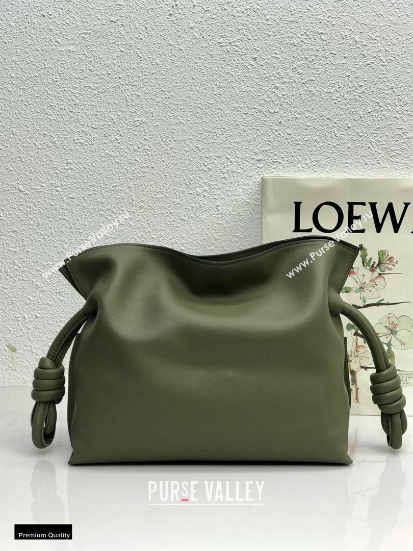 Loewe Medium Flamenco Clutch Bag in Nappa Calfskin Army Green (yongsheng-21011305)