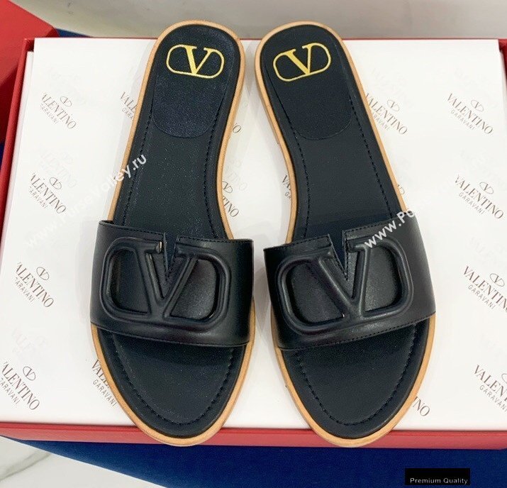 Valentino VLogo Signature Slide Sandals Black 2021 (keer-21011409)