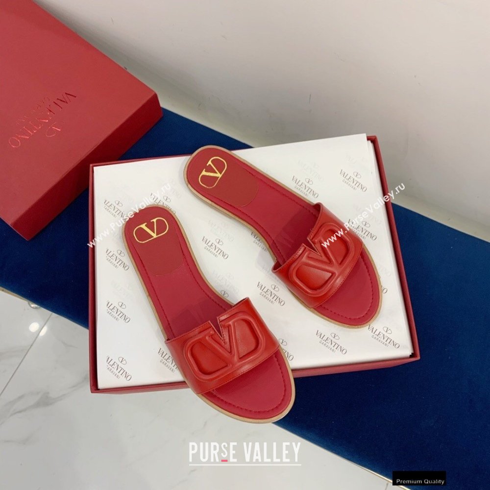 Valentino VLogo Signature Slide Sandals Red 2021 (keer-21011413)