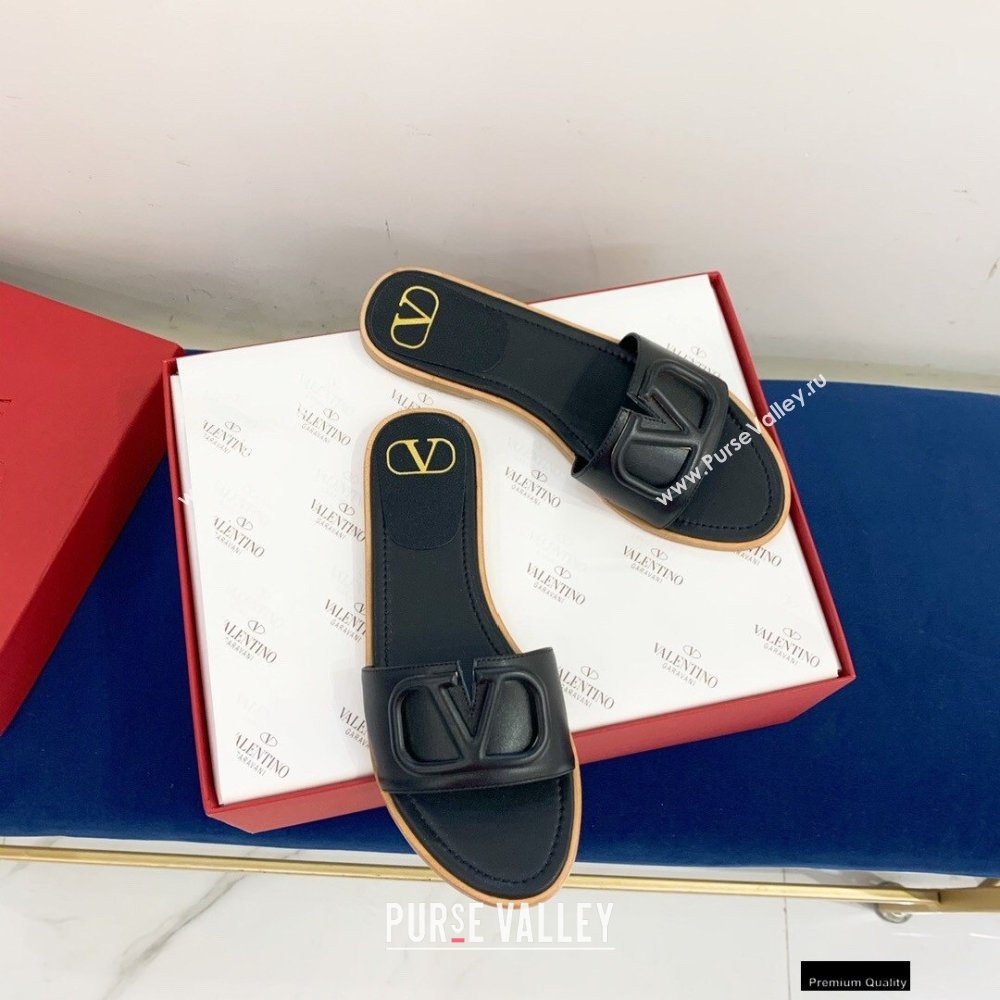 Valentino VLogo Signature Slide Sandals Black 2021 (keer-21011409)