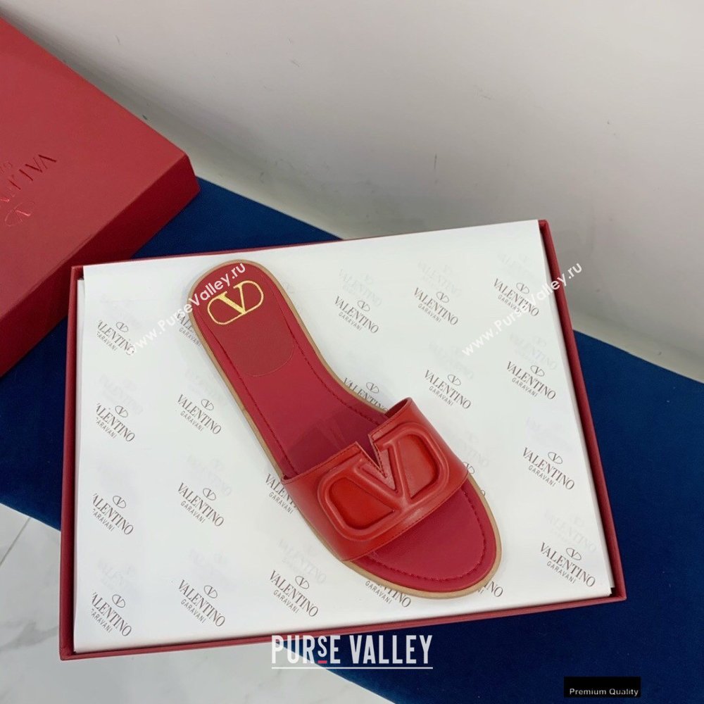 Valentino VLogo Signature Slide Sandals Red 2021 (keer-21011413)