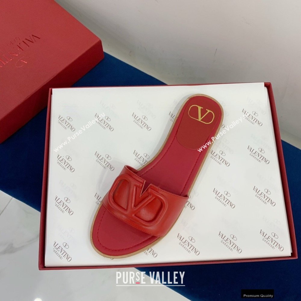 Valentino VLogo Signature Slide Sandals Red 2021 (keer-21011413)