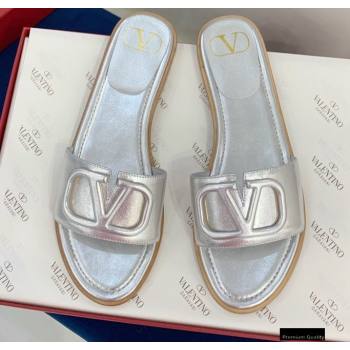 Valentino VLogo Signature Slide Sandals Silver 2021 (keer-21011414)