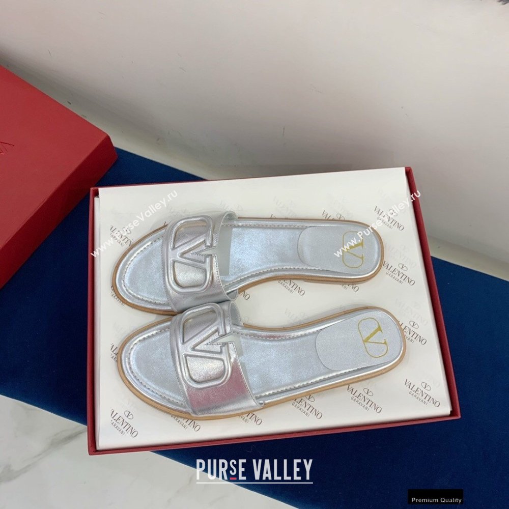 Valentino VLogo Signature Slide Sandals Silver 2021 (keer-21011414)