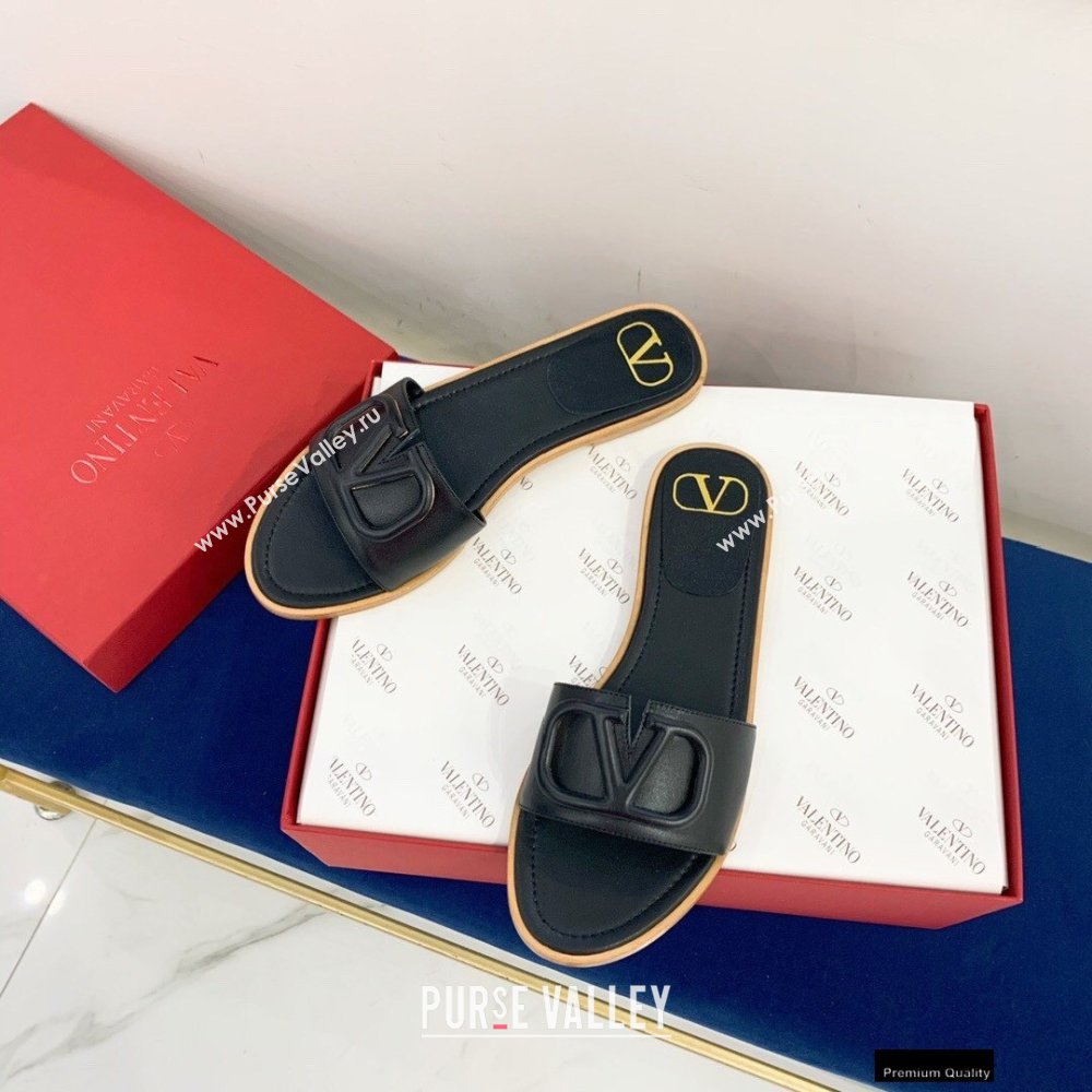 Valentino VLogo Signature Slide Sandals Black 2021 (keer-21011409)