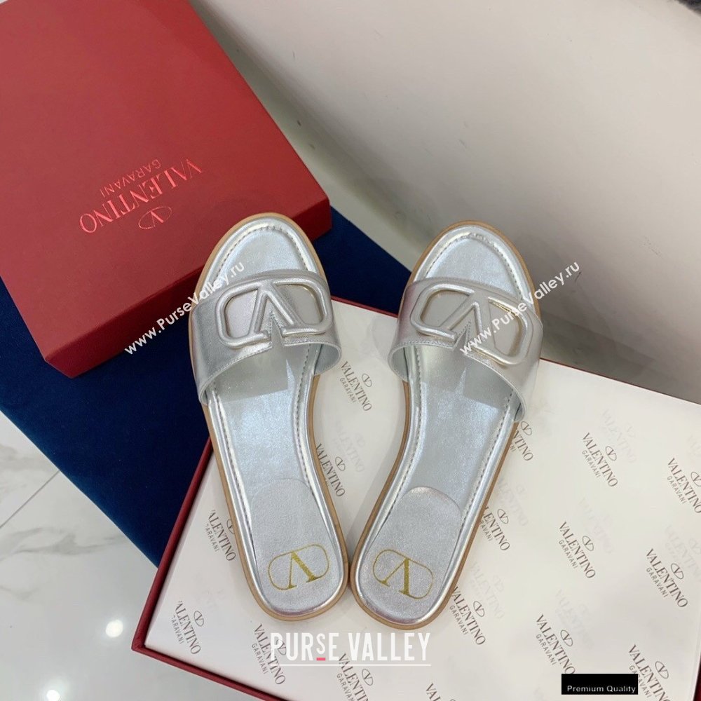 Valentino VLogo Signature Slide Sandals Silver 2021 (keer-21011414)