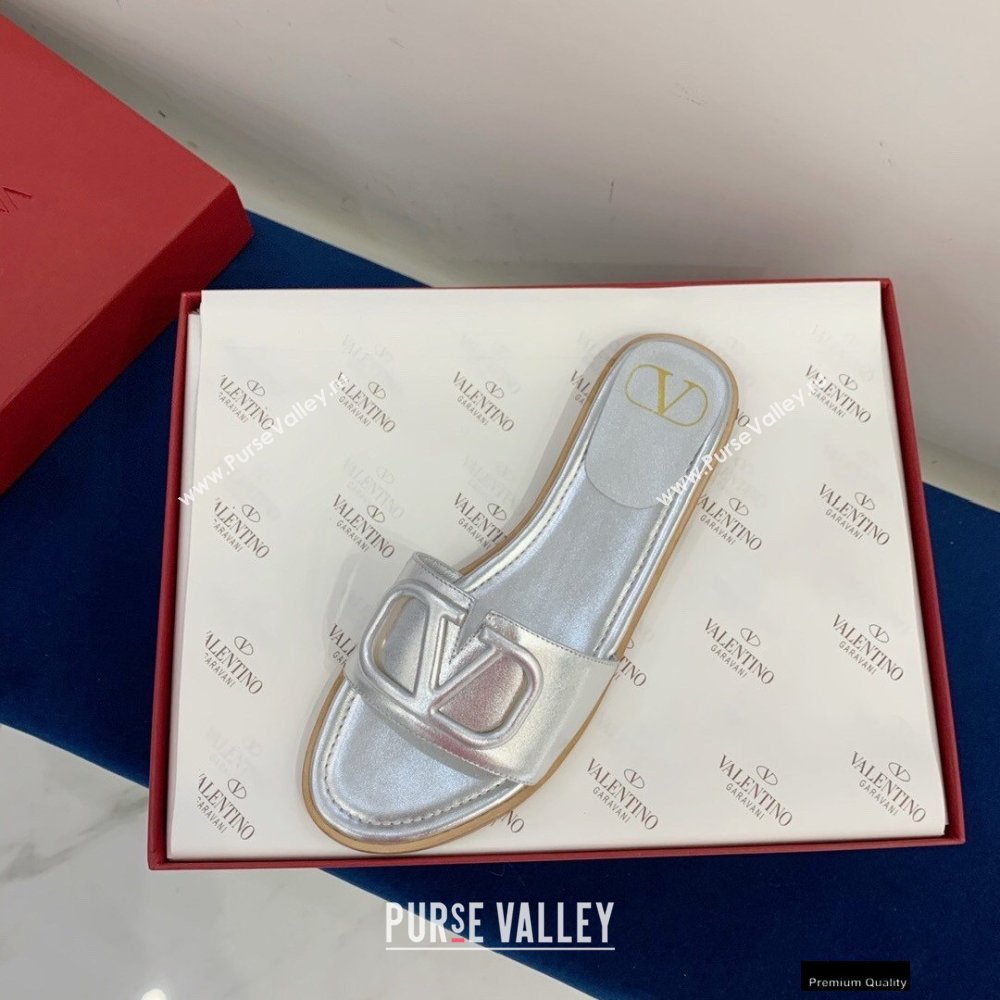 Valentino VLogo Signature Slide Sandals Silver 2021 (keer-21011414)