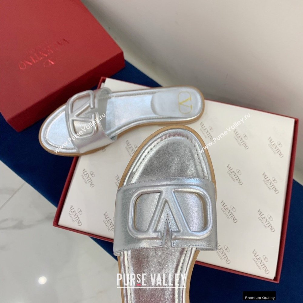 Valentino VLogo Signature Slide Sandals Silver 2021 (keer-21011414)