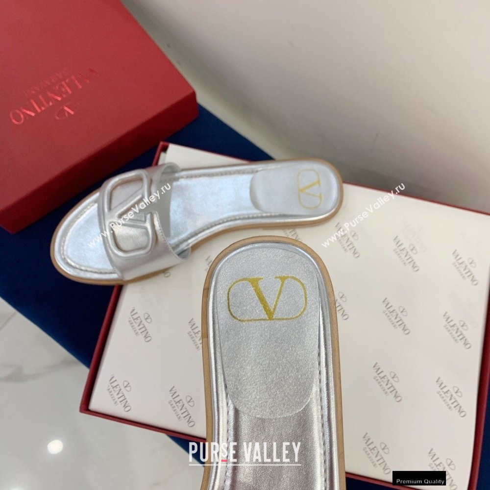 Valentino VLogo Signature Slide Sandals Silver 2021 (keer-21011414)
