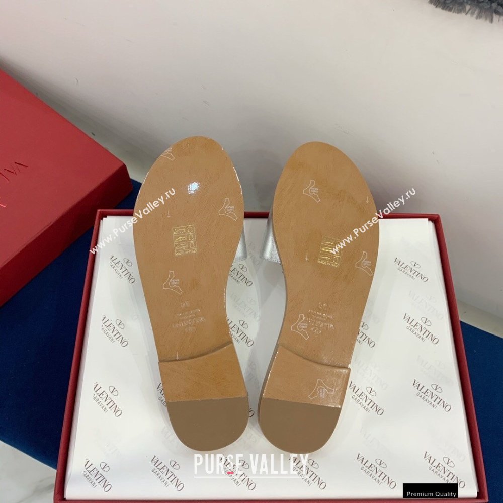Valentino VLogo Signature Slide Sandals Silver 2021 (keer-21011414)
