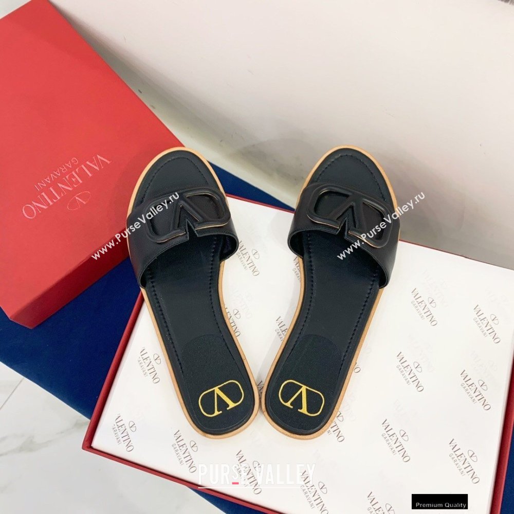 Valentino VLogo Signature Slide Sandals Black 2021 (keer-21011409)