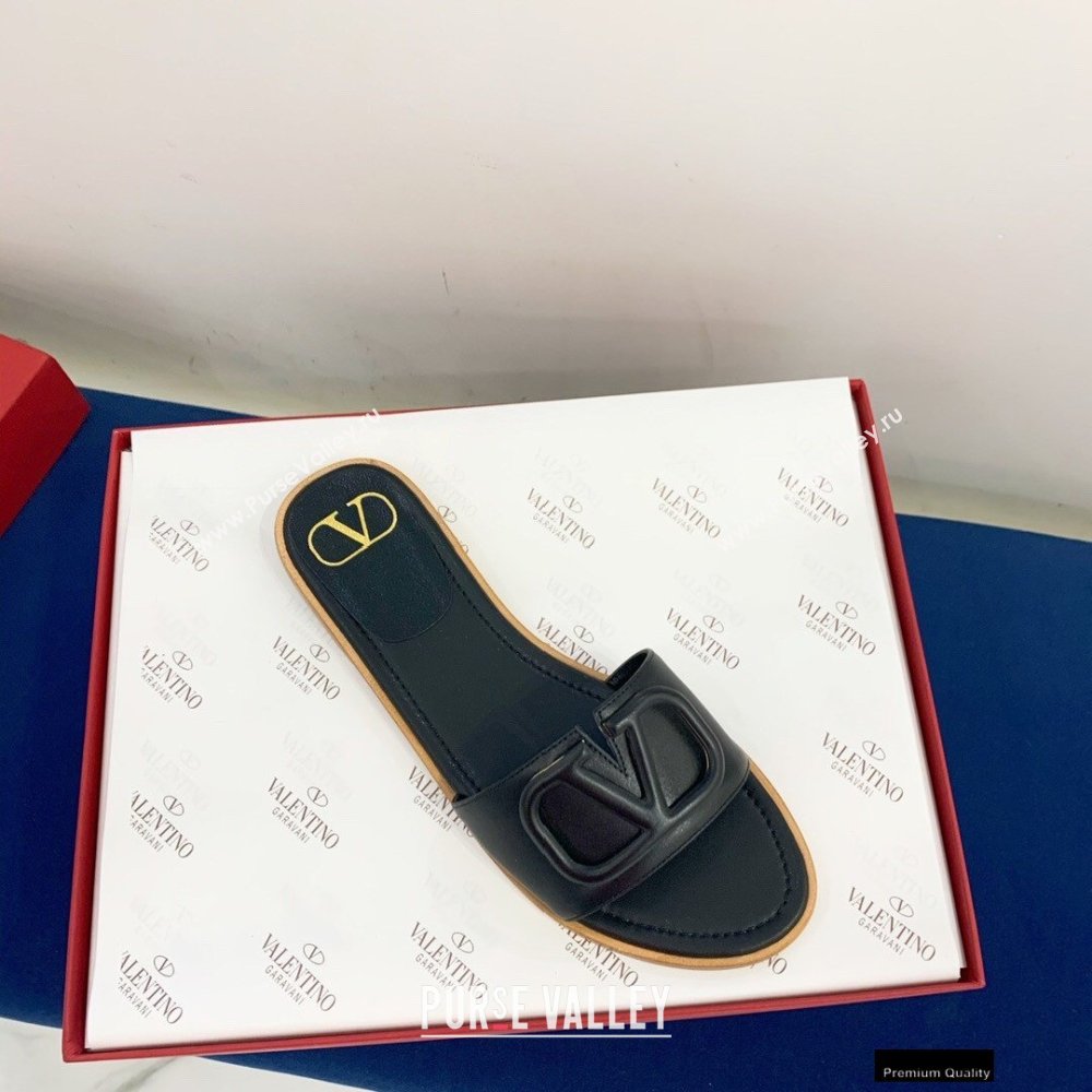 Valentino VLogo Signature Slide Sandals Black 2021 (keer-21011409)