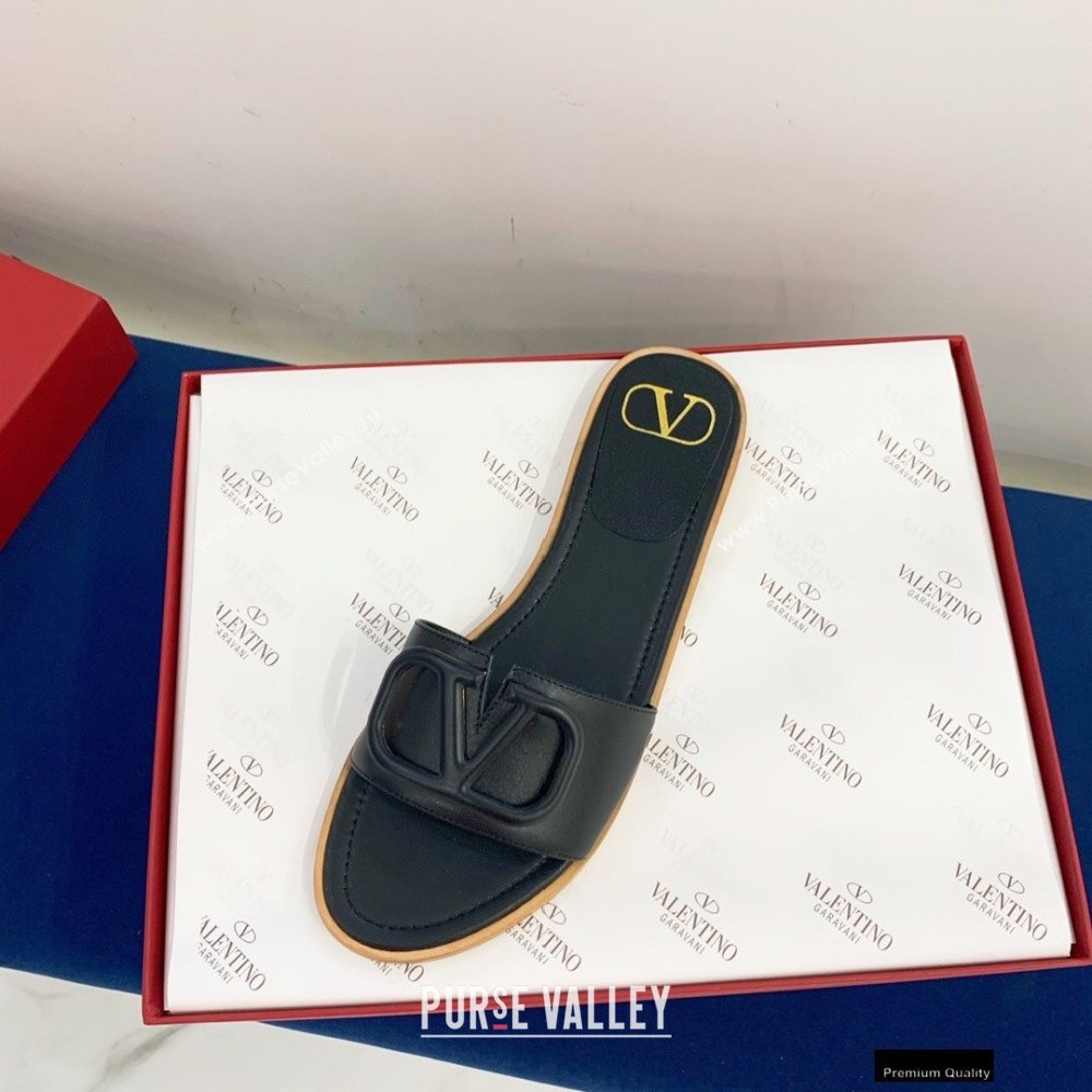 Valentino VLogo Signature Slide Sandals Black 2021 (keer-21011409)