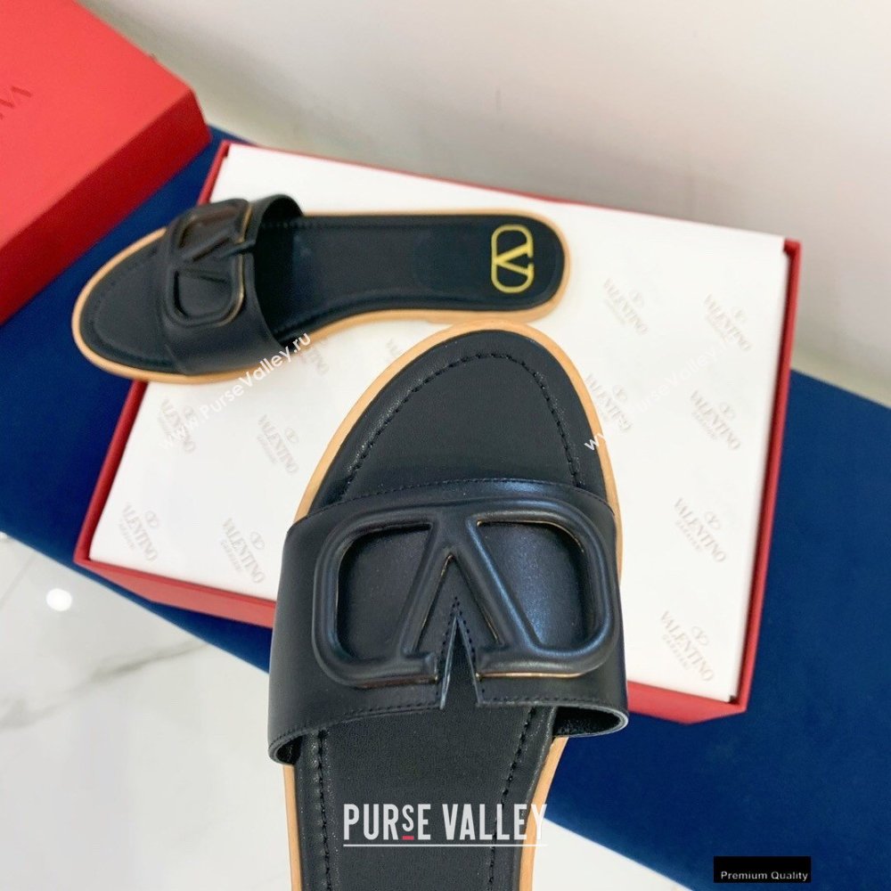 Valentino VLogo Signature Slide Sandals Black 2021 (keer-21011409)
