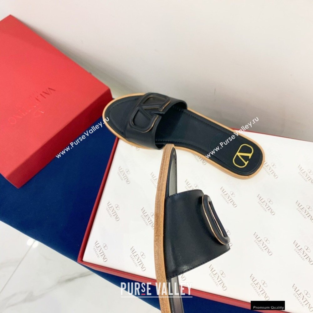 Valentino VLogo Signature Slide Sandals Black 2021 (keer-21011409)