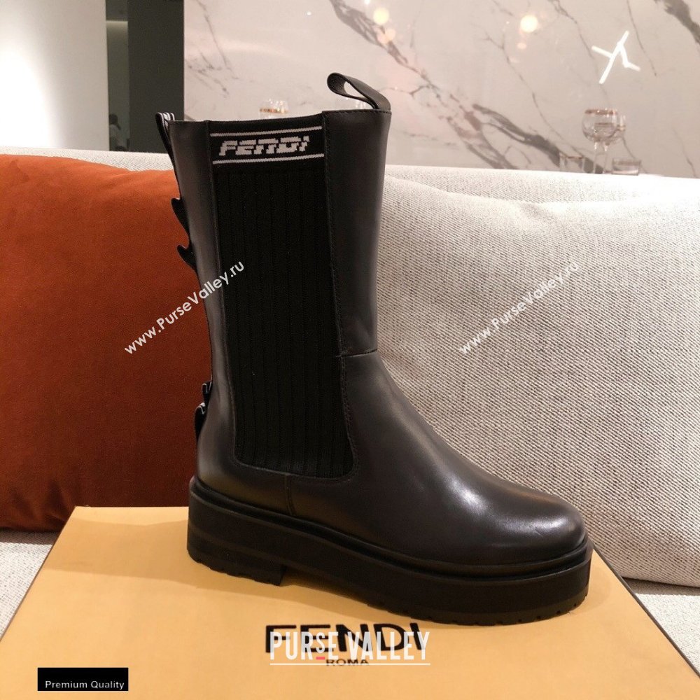 Fendi Black Leather Biker Ankle Boots 01 2021 (kaola-21011801)