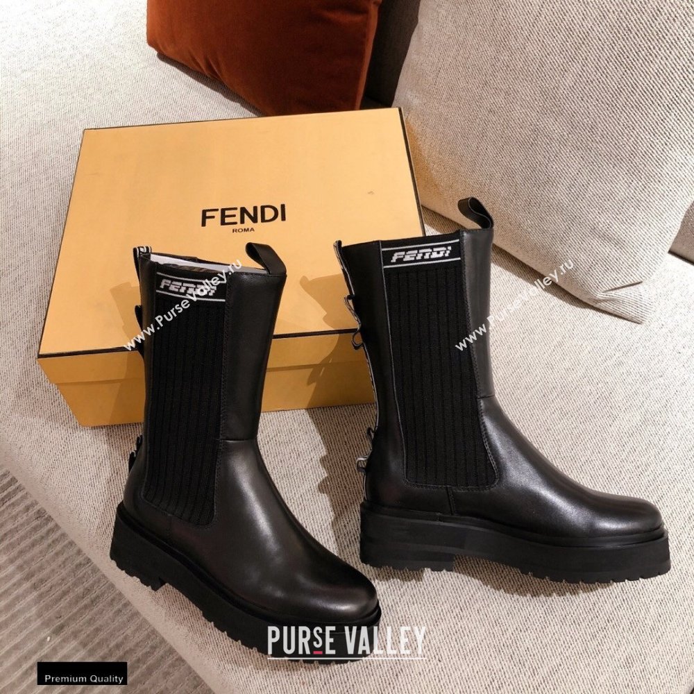 Fendi Black Leather Biker Ankle Boots 01 2021 (kaola-21011801)