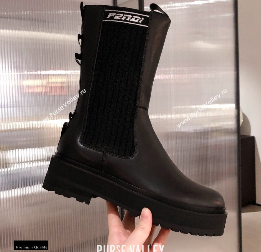 Fendi Black Leather Biker Ankle Boots 01 2021 (kaola-21011801)