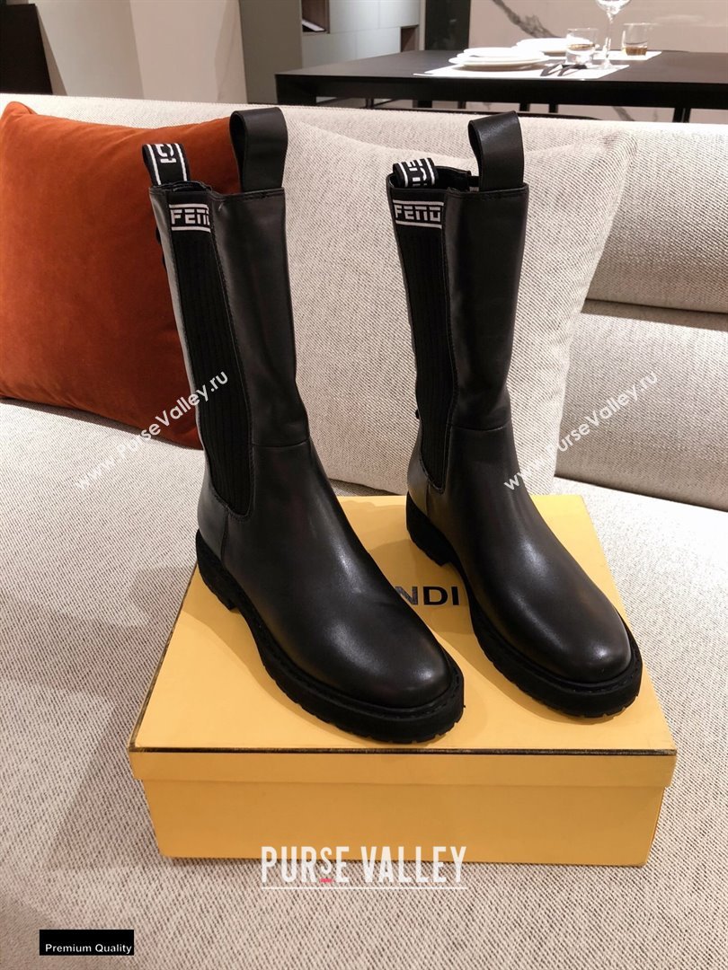 Fendi Black Leather Biker Ankle Boots 03 2021 (kaola-21011803)