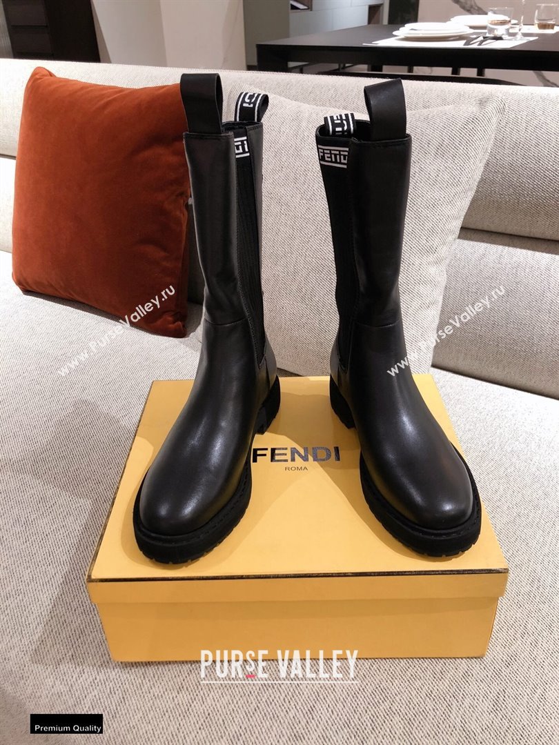 Fendi Black Leather Biker Ankle Boots 03 2021 (kaola-21011803)