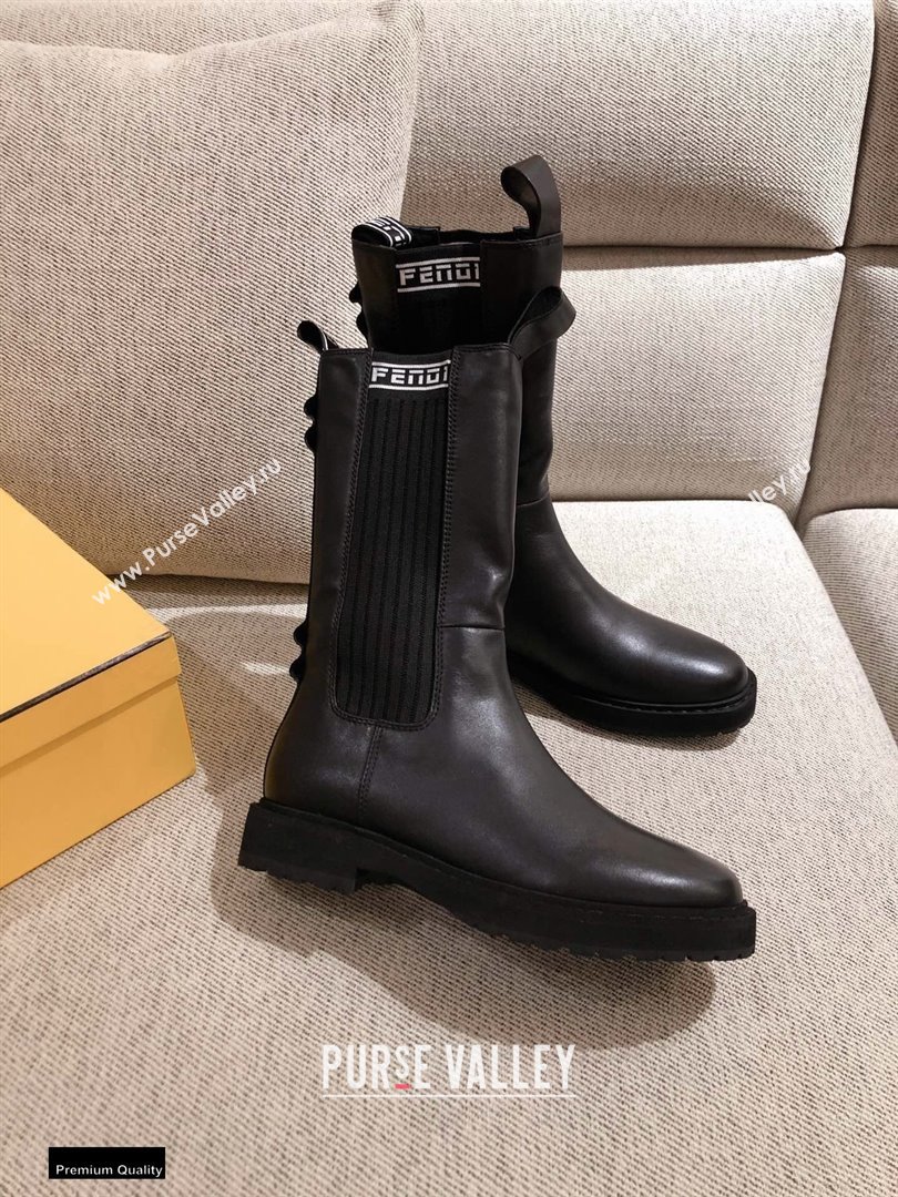 Fendi Black Leather Biker Ankle Boots 03 2021 (kaola-21011803)