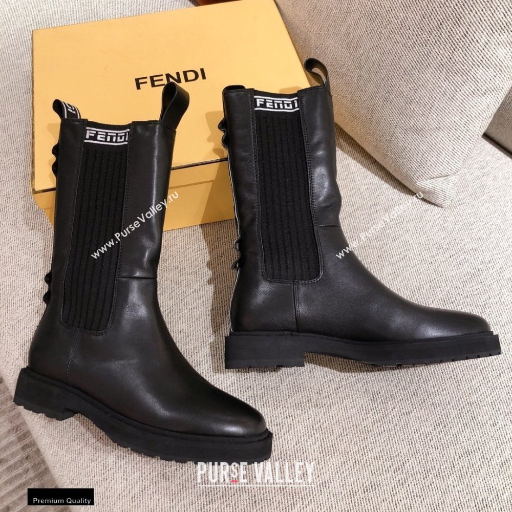 Fendi Black Leather Biker Ankle Boots 03 2021 (kaola-21011803)