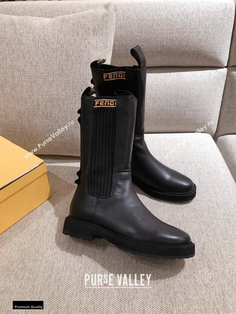 Fendi Black Leather Biker Ankle Boots 04 2021 (kaola-21011804)