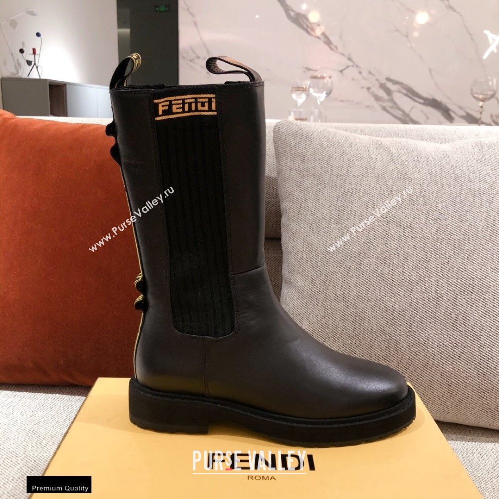 Fendi Black Leather Biker Ankle Boots 04 2021 (kaola-21011804)