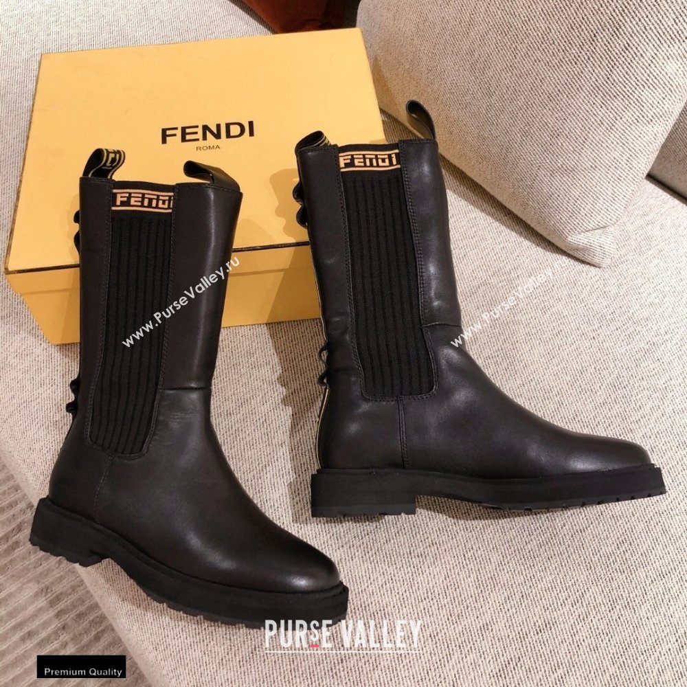 Fendi Black Leather Biker Ankle Boots 04 2021 (kaola-21011804)