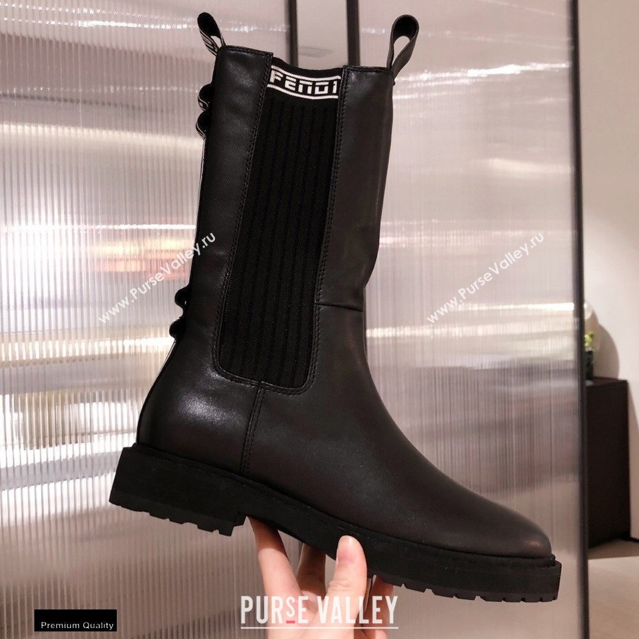 Fendi Black Leather Biker Ankle Boots 03 2021 (kaola-21011803)