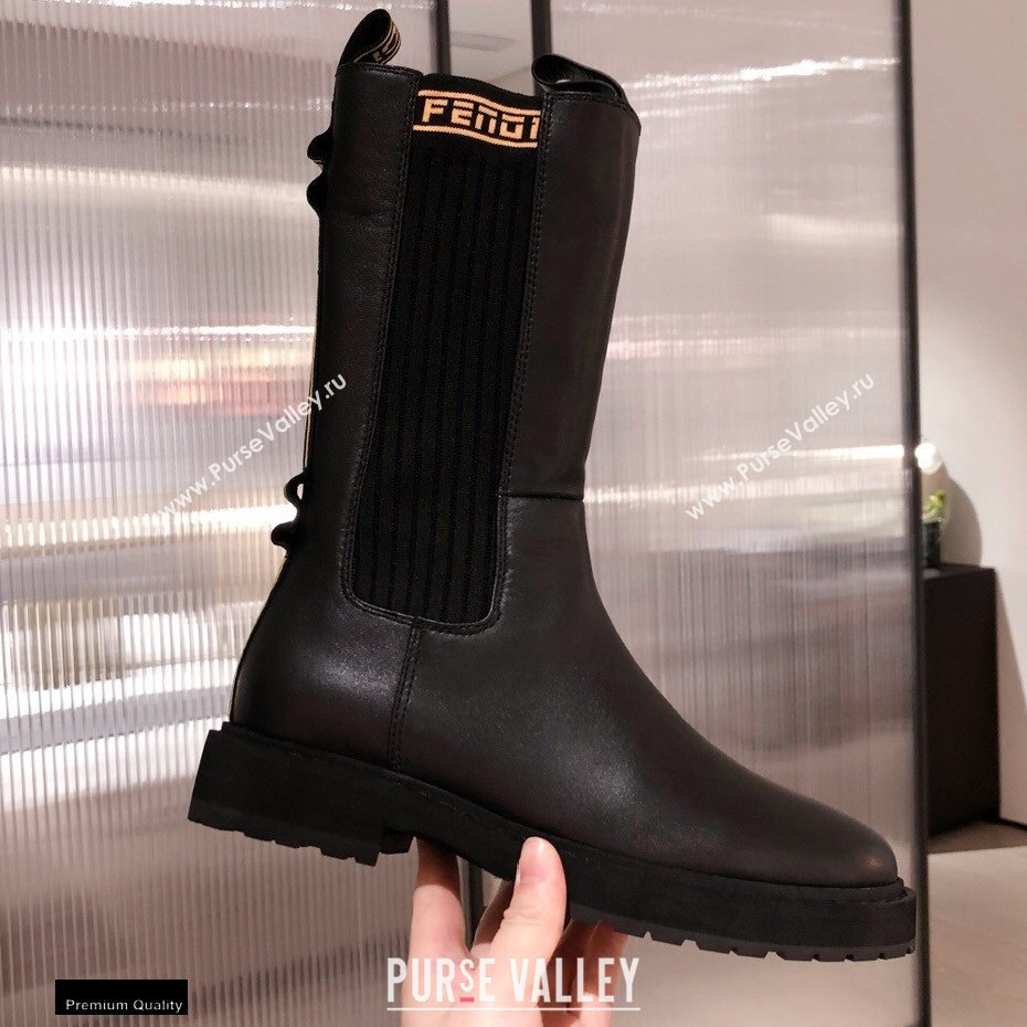 Fendi Black Leather Biker Ankle Boots 04 2021 (kaola-21011804)