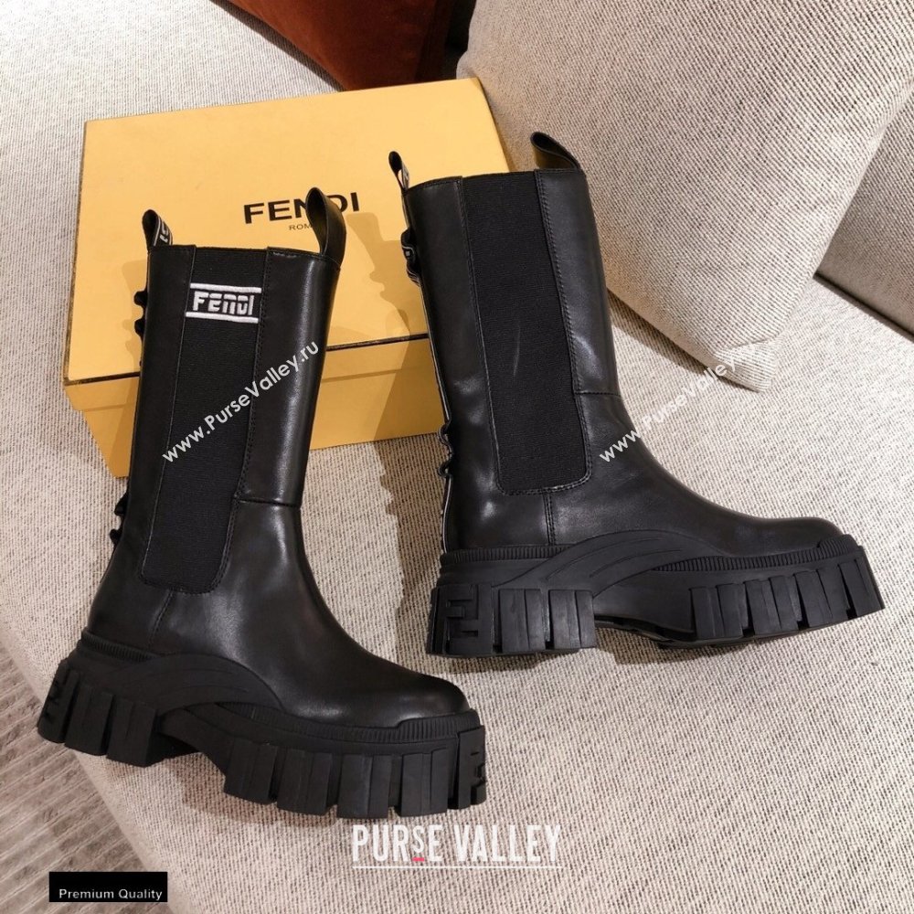 Fendi Black Leather Biker Ankle Boots 05 2021 (kaola-21011805)