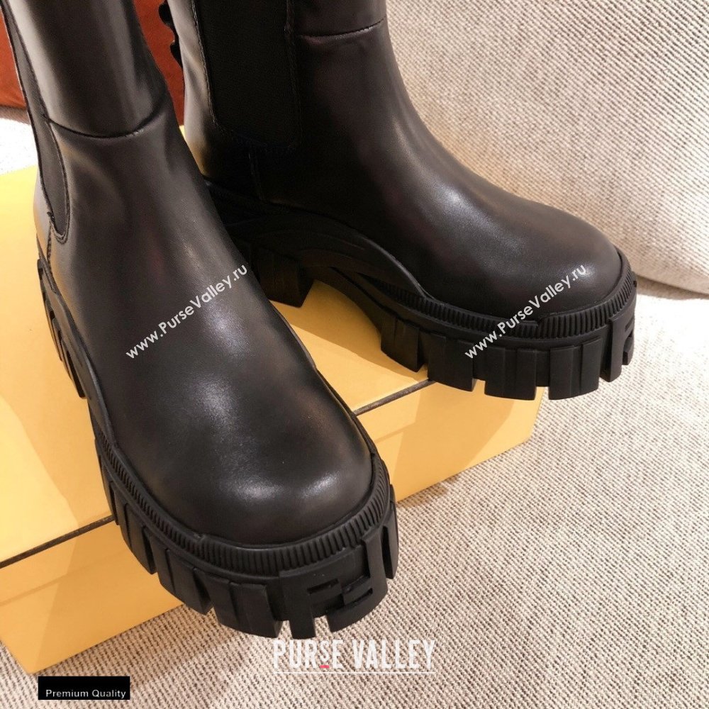 Fendi Black Leather Biker Ankle Boots 06 2021 (kaola-21011806)