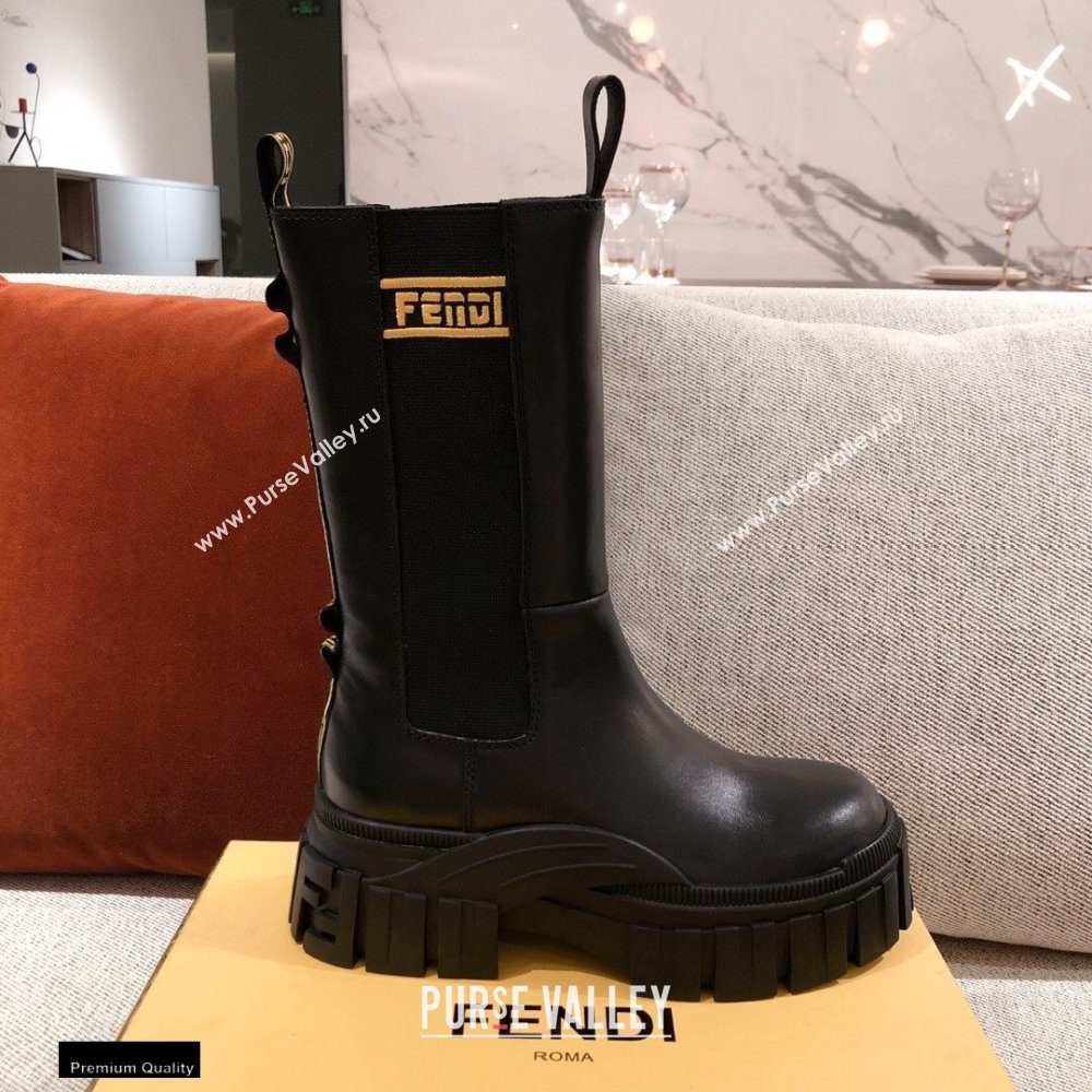 Fendi Black Leather Biker Ankle Boots 06 2021 (kaola-21011806)