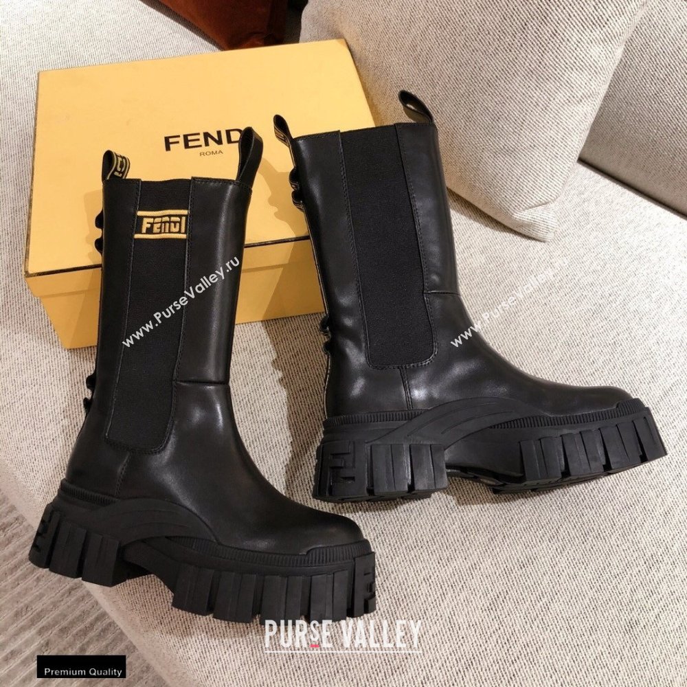 Fendi Black Leather Biker Ankle Boots 06 2021 (kaola-21011806)