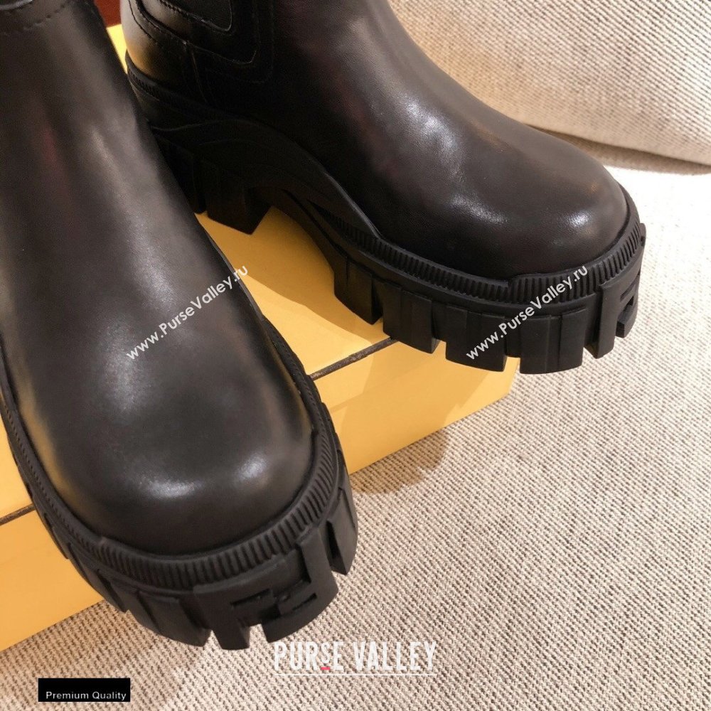 Fendi Leather Force Chelsea Boots Black 2021 (kaola-21011807)