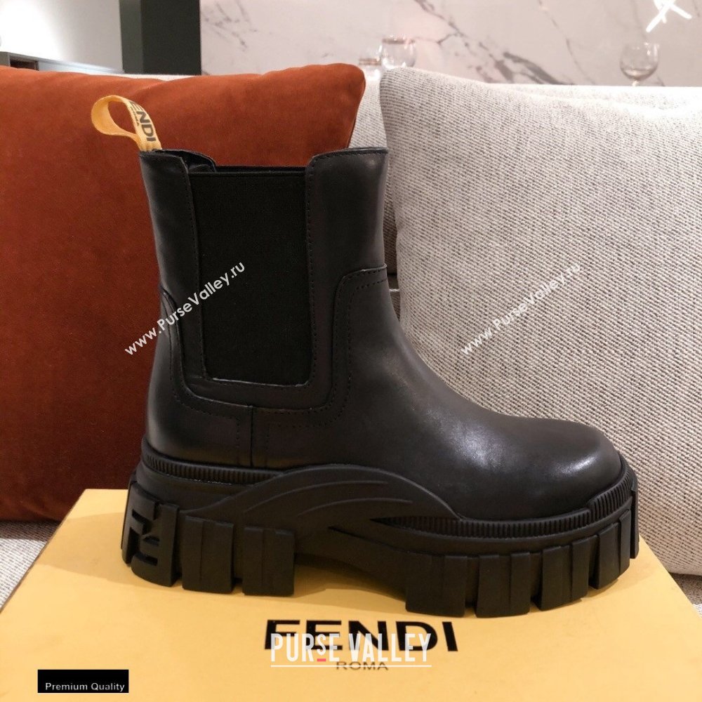 Fendi Leather Force Chelsea Boots Black 2021 (kaola-21011807)