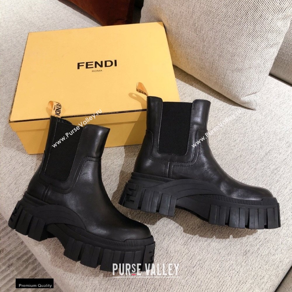 Fendi Leather Force Chelsea Boots Black 2021 (kaola-21011807)