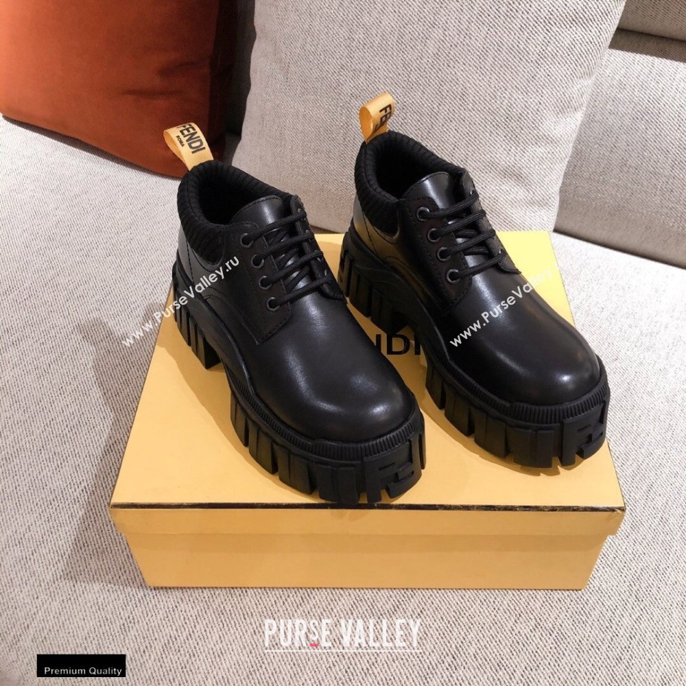 Fendi Black Leather Force Lace-ups 2021 (kaola-21011809)