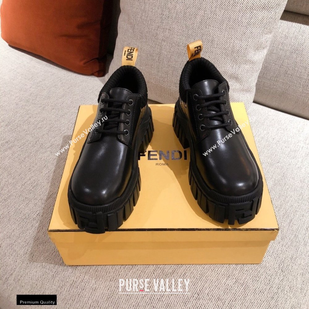 Fendi Black Leather Force Lace-ups 2021 (kaola-21011809)