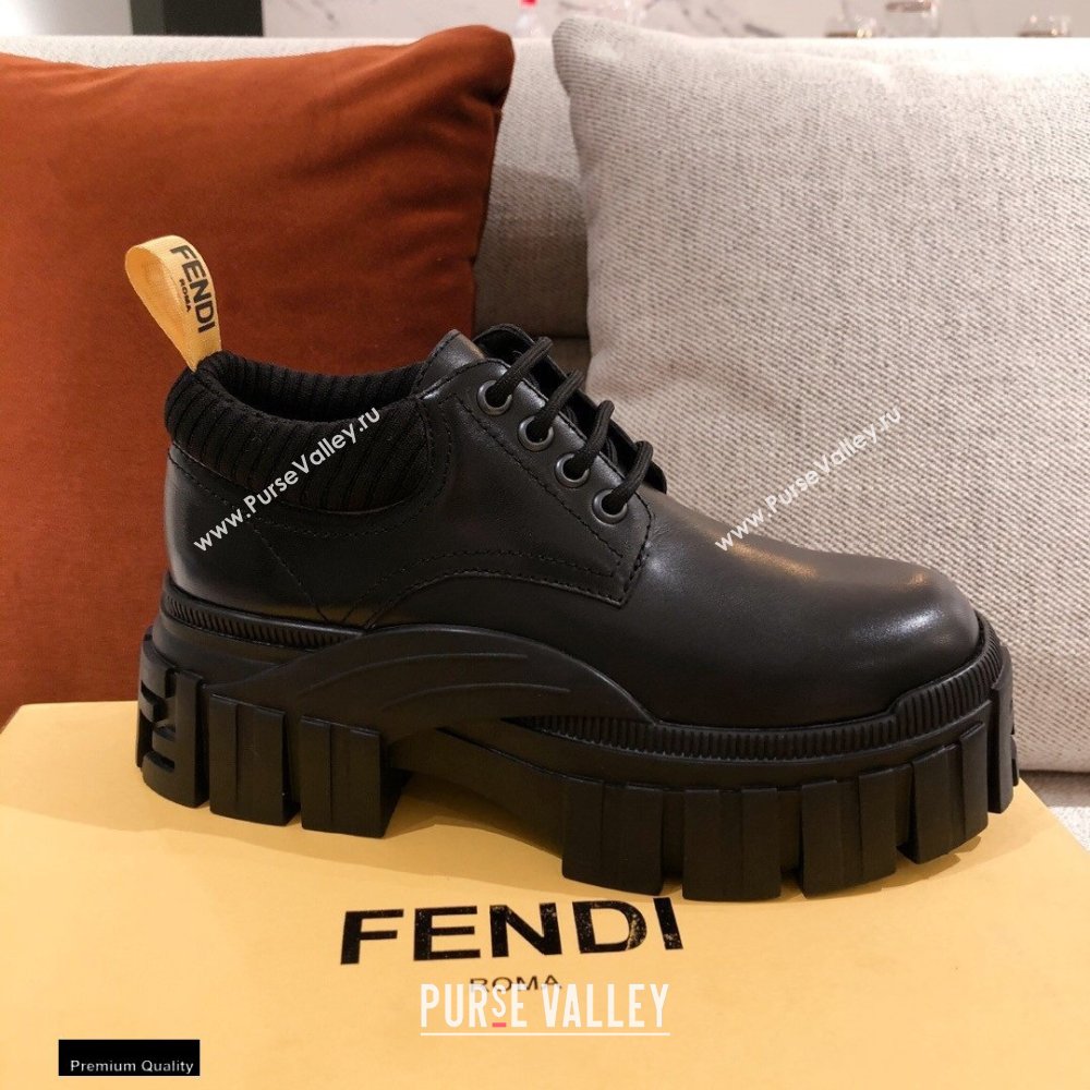 Fendi Black Leather Force Lace-ups 2021 (kaola-21011809)