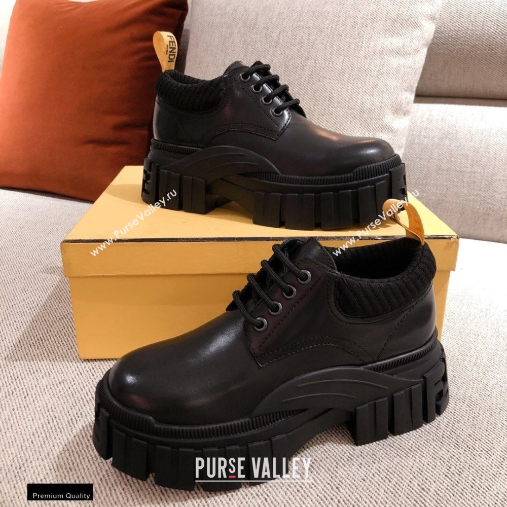 Fendi Black Leather Force Lace-ups 2021 (kaola-21011809)