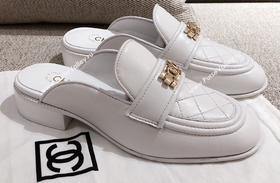 Chanel Quilting Boy Mules White 2021 (kaola-21011627)