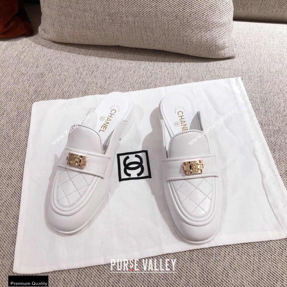 Chanel Quilting Boy Mules White 2021 (kaola-21011627)