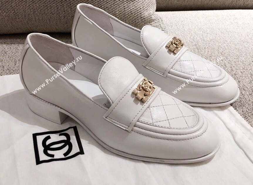 Chanel Quilting Boy Loafers White 2021 (kaola-21011622)