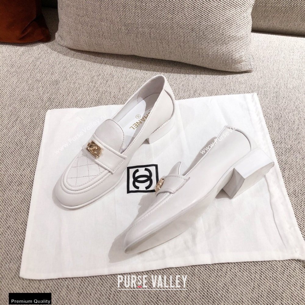 Chanel Quilting Boy Loafers White 2021 (kaola-21011622)