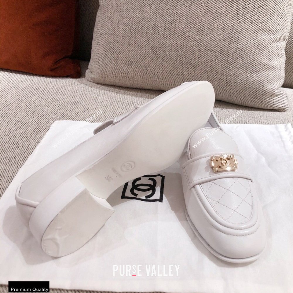Chanel Quilting Boy Loafers White 2021 (kaola-21011622)