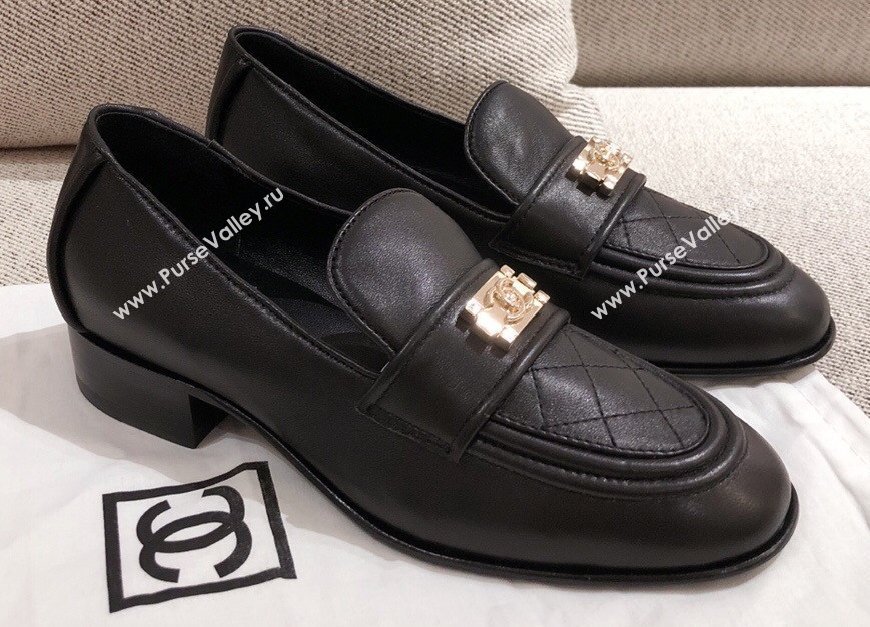 Chanel Quilting Boy Loafers Black 2021 (kaola-21011621)
