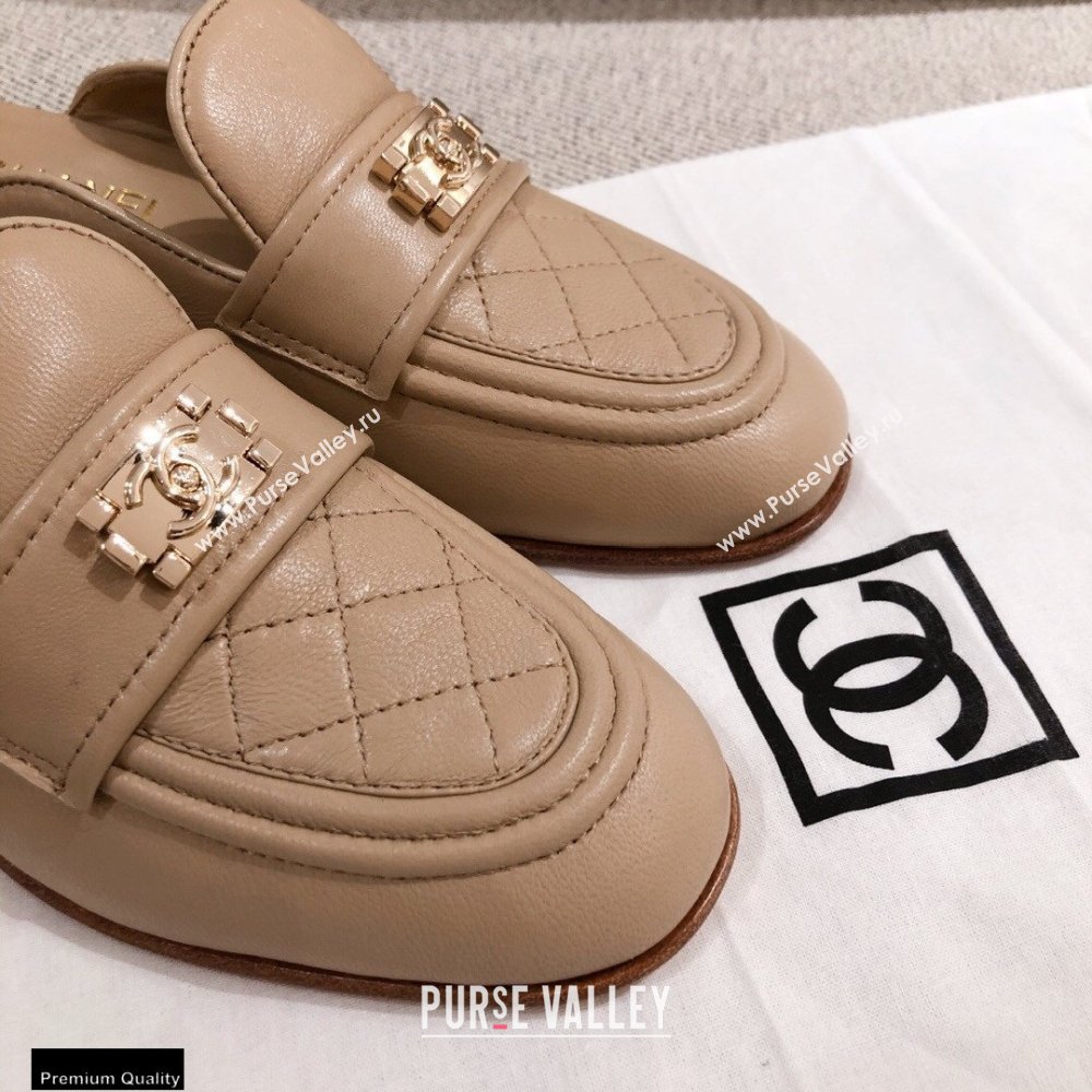 Chanel Quilting Boy Mules Beige 2021 (kaola-21011628)