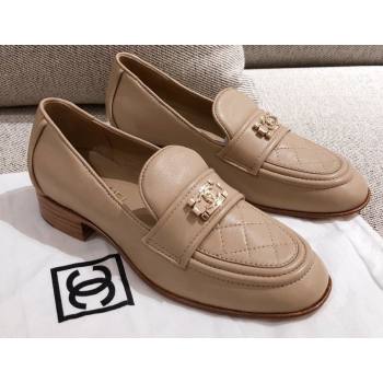 Chanel Quilting Boy Loafers Beige 2021 (kaola-21011623)